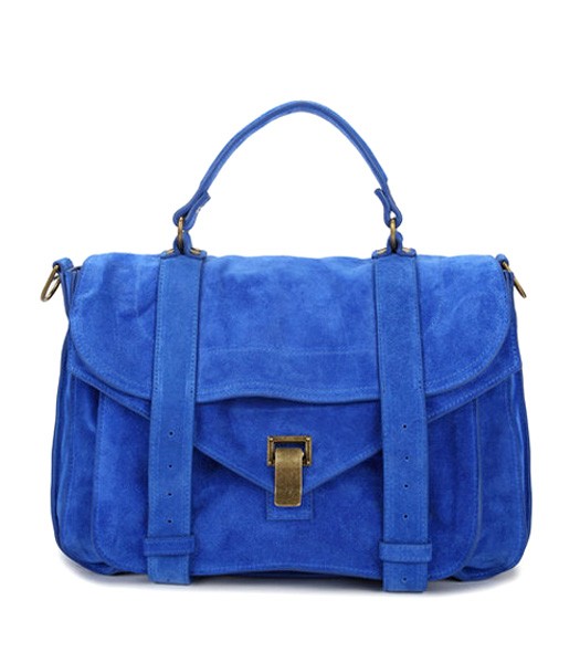 Proenza Schouler PS1 Medium Satchel Bag 6181 Blue Suede Leather