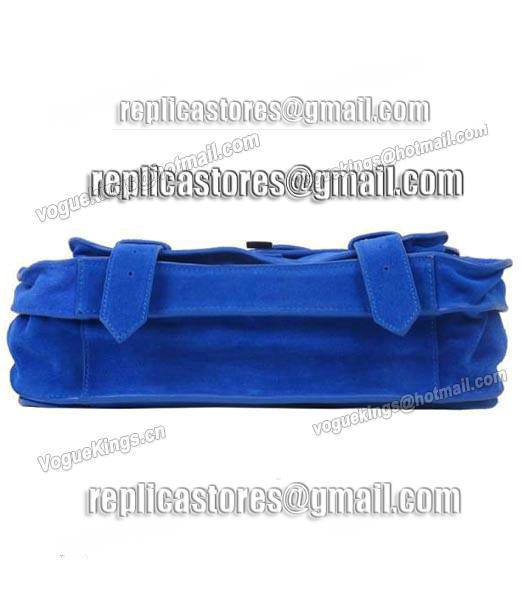 Proenza Schouler PS1 Small Satchel Bag Blue Suede Leather-4
