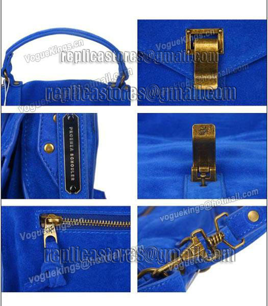 Proenza Schouler PS1 Small Satchel Bag Blue Suede Leather-6