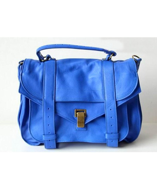 Proenza Schouler PS1 Small Satchel Bag Lambskin Leather Fluorescent Blue