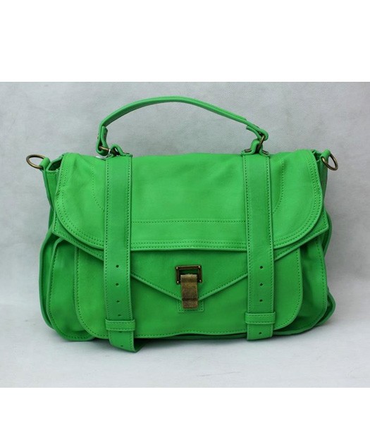 Proenza Schouler PS1 Small Satchel Bag Lambskin Leather Green