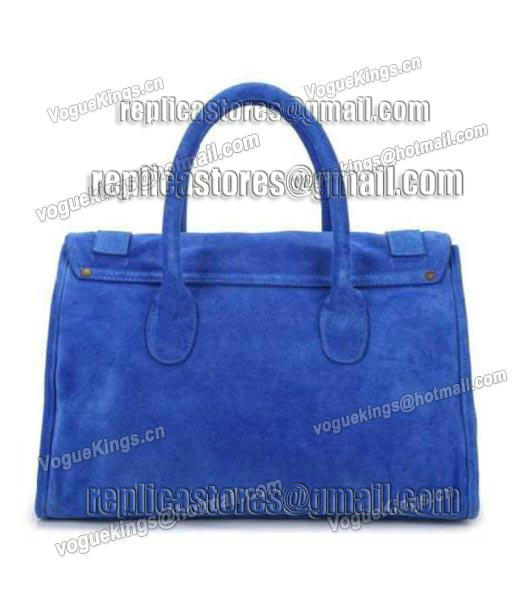 Proenza Schouler PS1 Suede Leather Large Satchel Bag Blue-1