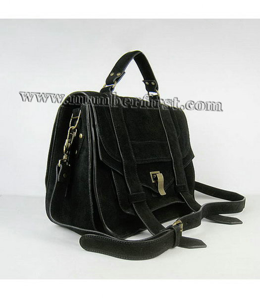 Proenza Schouler Suede PS1 Satchel Bag in Black Cow Suede Leather-1