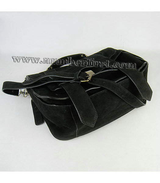 Proenza Schouler Suede PS1 Satchel Bag in Black Cow Suede Leather-3