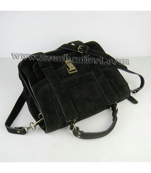 Proenza Schouler Suede PS1 Satchel Bag in Black Cow Suede Leather-4