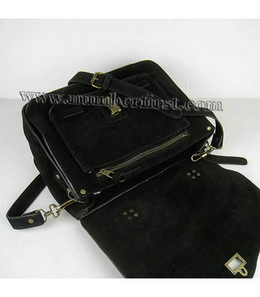 Proenza Schouler Suede PS1 Satchel Bag in Black Cow Suede Leather-5