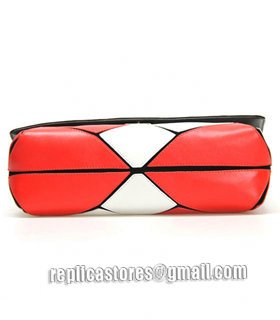 Roger Vivier White/Dark Red Lambskin Leather Small Prismick Shoulder Bag-7