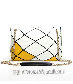 Roger Vivier White/Orange Yellow Lambskin Leather Small Prismick Shoulder Bag-3
