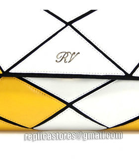 Roger Vivier White/Orange Yellow Lambskin Leather Small Prismick Shoulder Bag-8