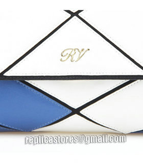 Roger Vivier White/Sea Blue Lambskin Leather Small Prismick Shoulder Bag-8
