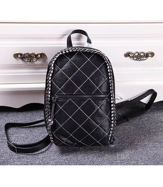 Stella McCartney Falabella Black Environmental Rhombus String Polyester Fiber 20cm Backpack