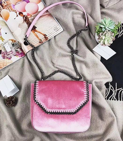 Stella McCartney Falabella Box Pink Velvet 20cm Shoulder Bag