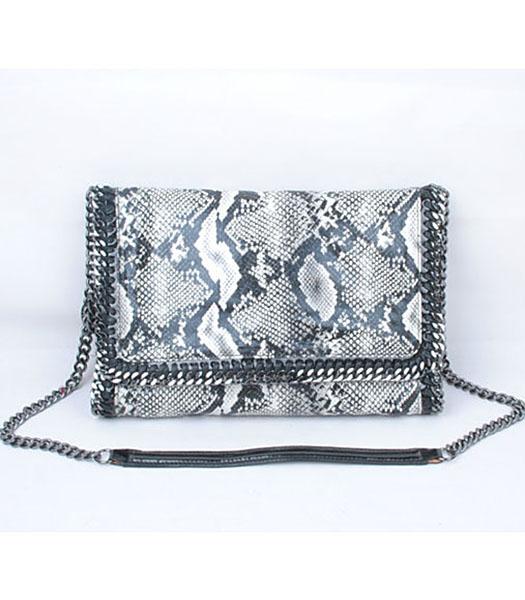 Stella McCartney Falabella Fashion Grey Snake Shoulder Bag Silver Chain