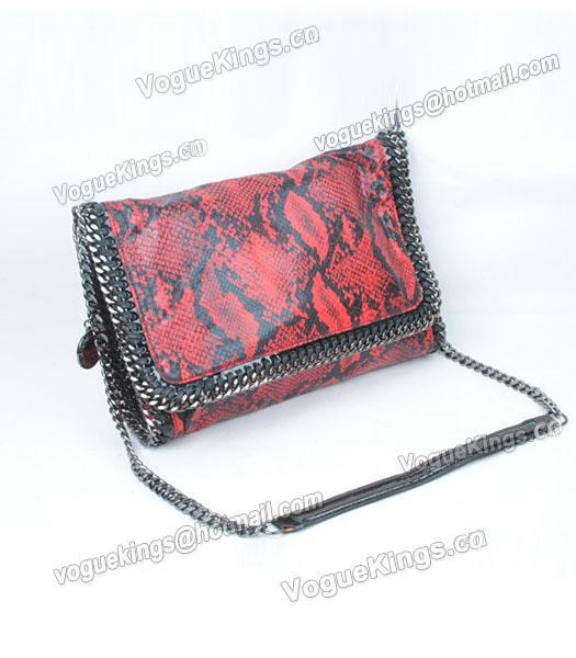 Stella McCartney Falabella Fashion Red Snake Shoulder Bag Silver Chain-1