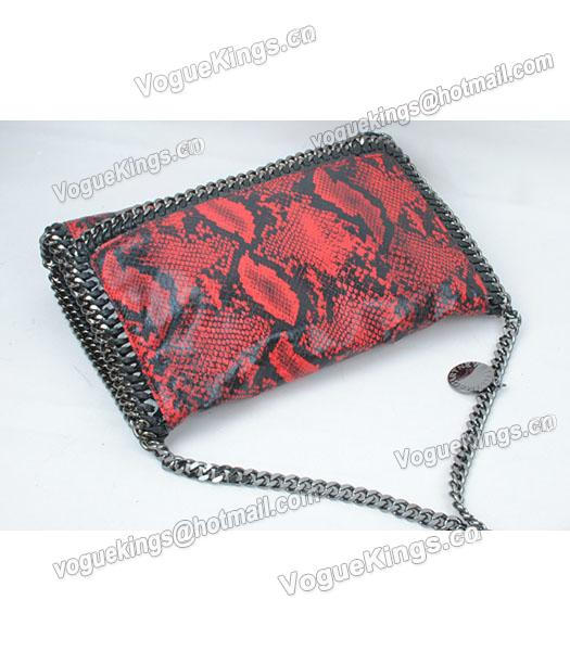 Stella McCartney Falabella Fashion Red Snake Shoulder Bag Silver Chain-3