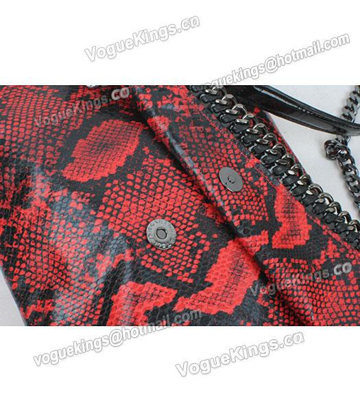 Stella McCartney Falabella Fashion Red Snake Shoulder Bag Silver Chain-5