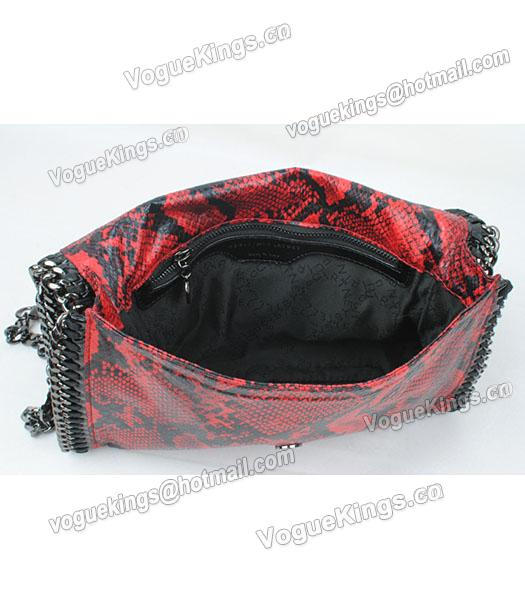 Stella McCartney Falabella Fashion Red Snake Shoulder Bag Silver Chain-6