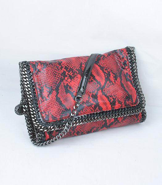 Stella McCartney Falabella Fashion Red Snake Shoulder Bag Silver Chain
