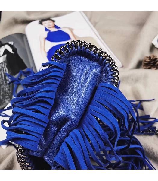 Stella McCartney Falabella Fringed Blue Environmental Polyester Fiber 16cm Tote Shoulder Bag-3