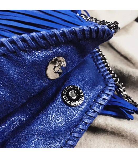Stella McCartney Falabella Fringed Blue Environmental Polyester Fiber 16cm Tote Shoulder Bag-5