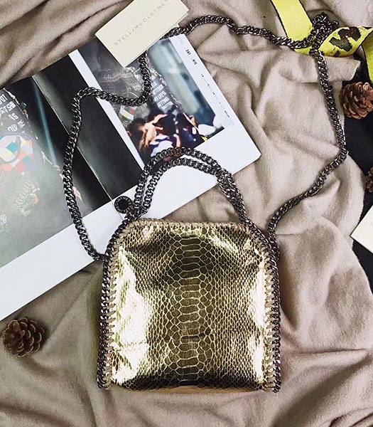 Stella McCartney Falabella Golden Snake Veins Oil Wax 16cm Tote Shoulder Bag
