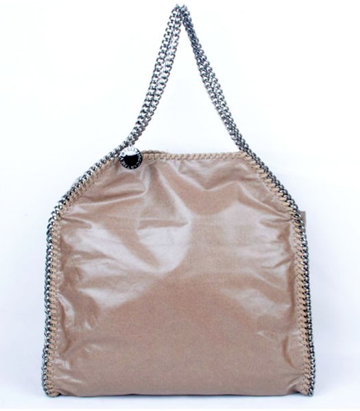 Stella McCartney Falabella PVC Fold Over Khaki Large Tote Bag Silver Chain