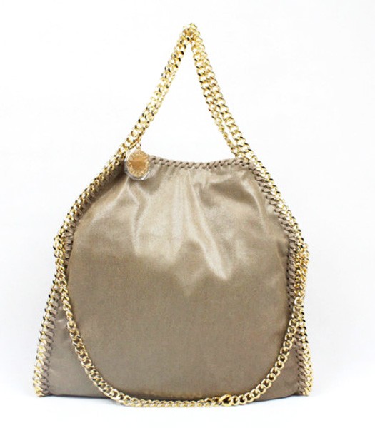 Stella McCartney Falabella PVC Fold Over Khaki Tote Bag Golden Chain