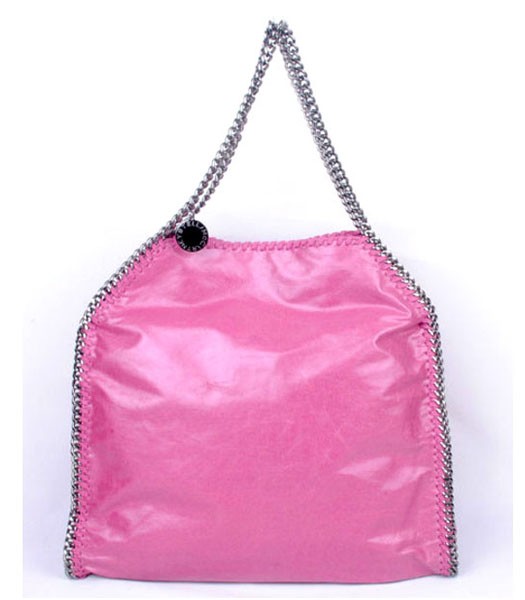 Stella McCartney Falabella PVC Fold Over Rose Red Large Tote Bag Silver Chain