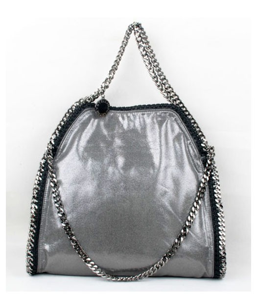 Stella McCartney Falabella PVC Fold Over Silver Tote Bag Silver Chain