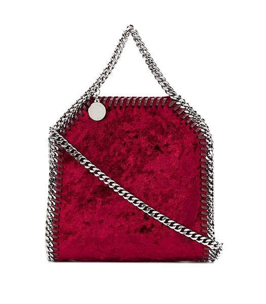 Stella McCartney Falabella Red Velvet 16cm Tote Shoulder Bag