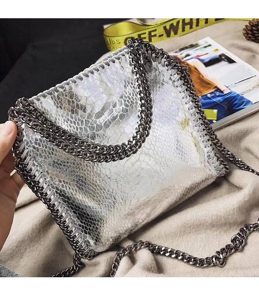 Stella McCartney Falabella Silver Snake Veins Oil Wax 16cm Tote Shoulder Bag-1