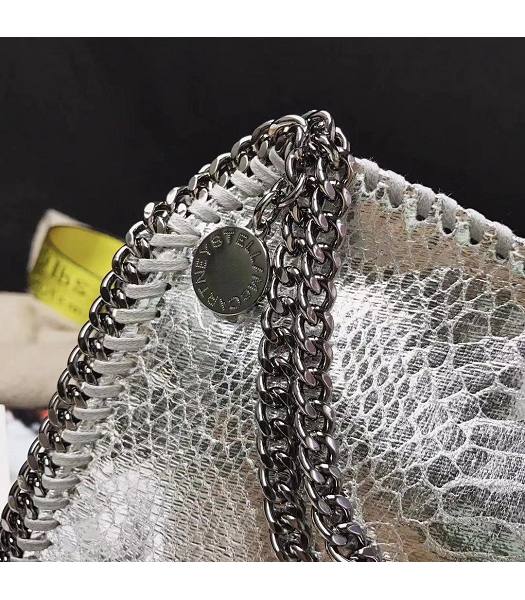 Stella McCartney Falabella Silver Snake Veins Oil Wax 16cm Tote Shoulder Bag-3