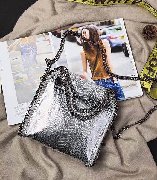 Stella McCartney Falabella Silver Snake Veins Oil Wax 16cm Tote Shoulder Bag