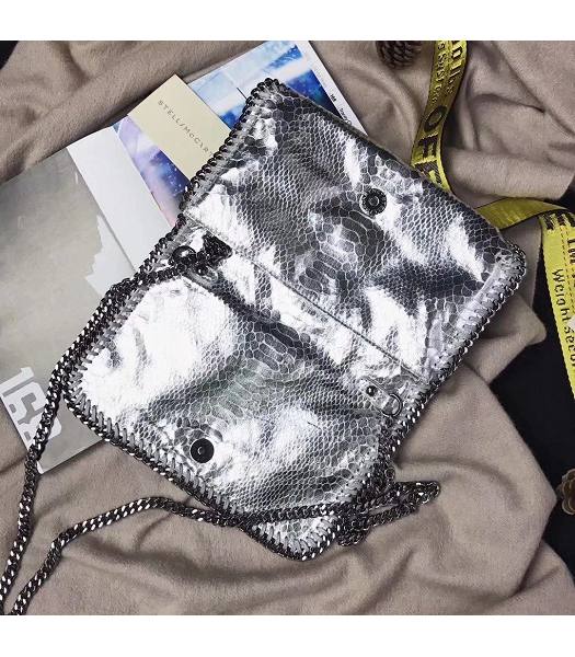 Stella McCartney Falabella Silver Snake Veins Oil Wax Cross Body Bag-3