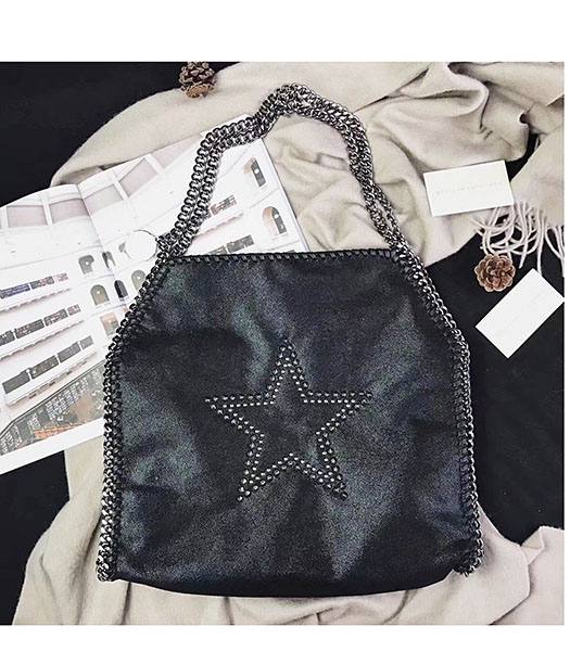Stella McCartney Falabella Star Rivet Black Environmental Polyester Fiber 35cm Tote Bag