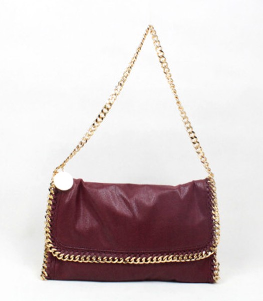 Stella McCartney Falabella Wine Red Shoulder Bag PVC Leather Golden Chain