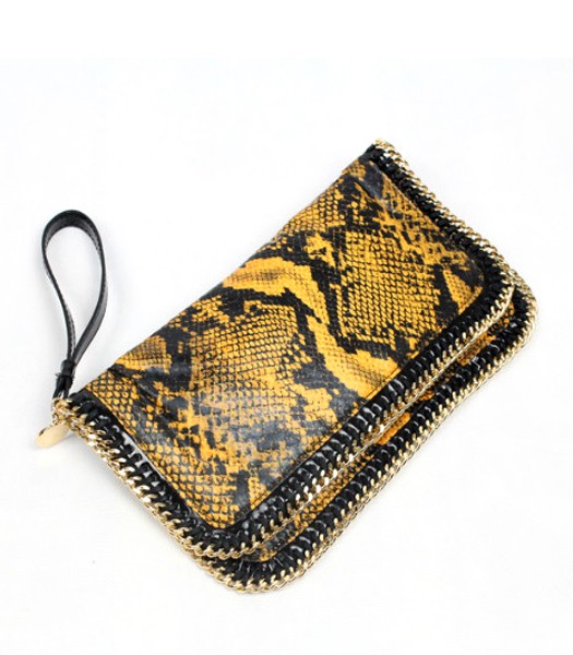 Stella McCartney Imported High Snake PVC Leather Clutch Yellow