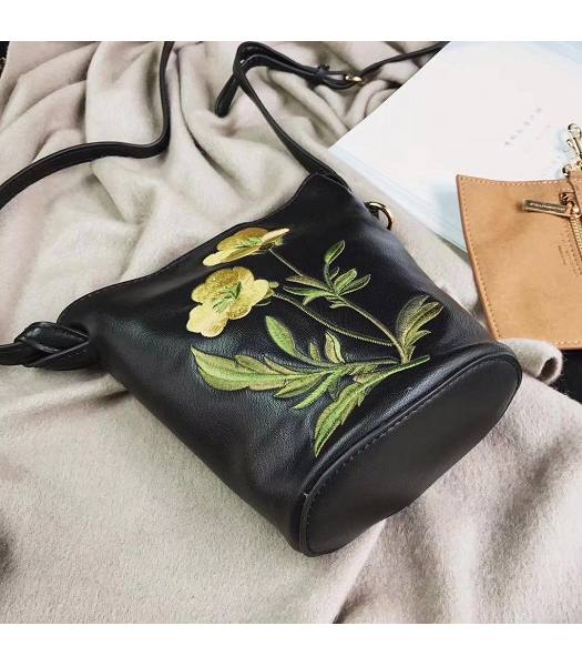 Stella McCartney Popper Black Environmental Polyester Fiber Yellow Flower 24cm Hobo Bag-1