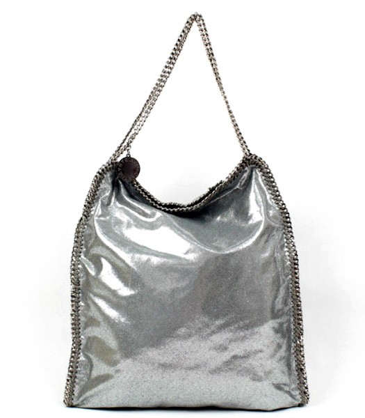 Stella McCartney Silver Leather Shoulder Handbag Silver Chain