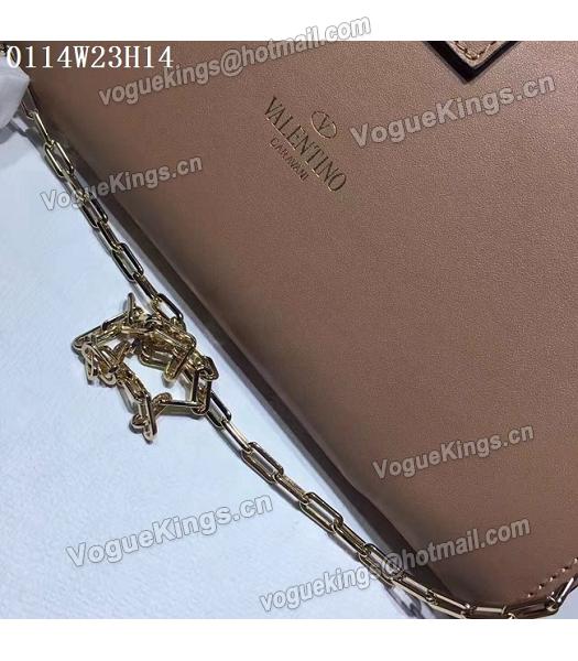 Valentino Apricot Leather Rivets Decorative Chains Shoulder Bag-4