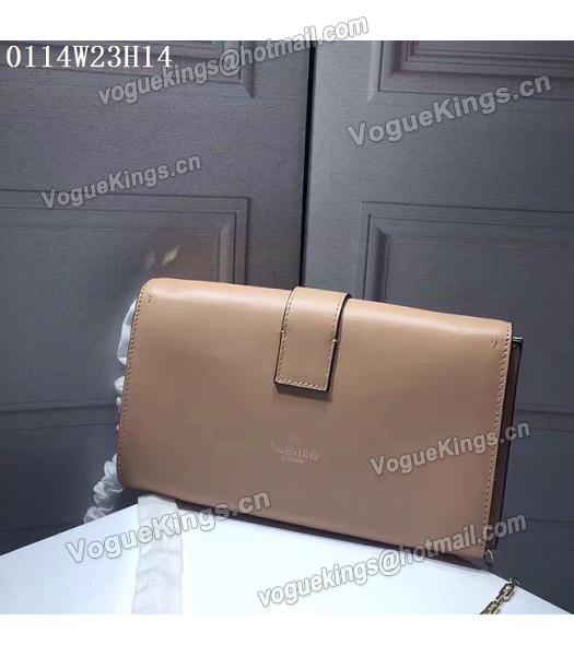 Valentino Apricot Leather Rivets Decorative Chains Shoulder Bag-5