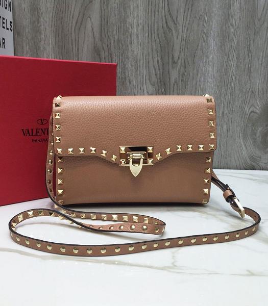 Valentino Apricot Original Real Leather Messenger Bag Golden Rivet