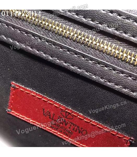 Valentino Black Leather Rivets Decorative Chains Shoulder Bag-3