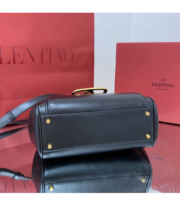 Valentino Black Original Grainy Calfskin Garavani Rockstud Medium Alcove Handbag-8