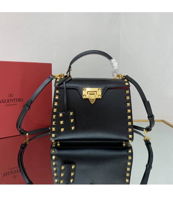 Valentino Black Original Grainy Calfskin Garavani Rockstud Small Alcove Handbag-1