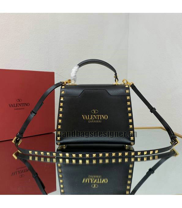 Valentino Black Original Grainy Calfskin Garavani Rockstud Small Alcove Handbag-2