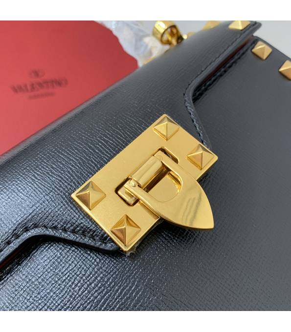 Valentino Black Original Grainy Calfskin Garavani Rockstud Small Alcove Handbag-5