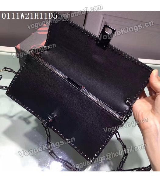 Valentino Black Original Leather Rivets Decorative Chains Bag-2