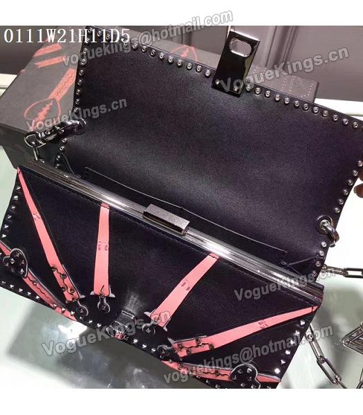 Valentino Black Original Leather Rivets Hearts Chains Bag-1