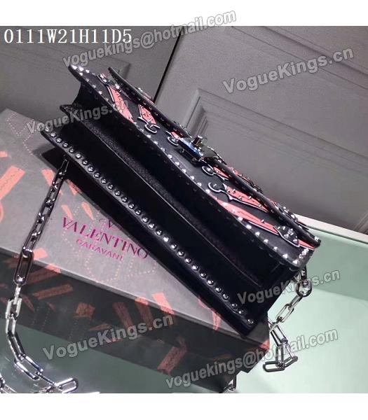 Valentino Black Original Leather Rivets Hearts Chains Bag-3